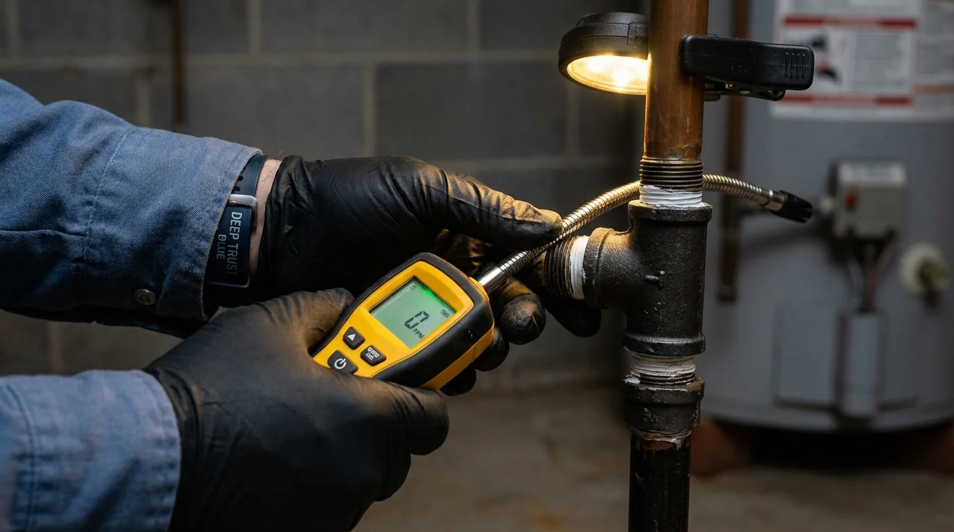 Gas leak detection with electronic sniffer by Johns Plumbing LLC in Pioche